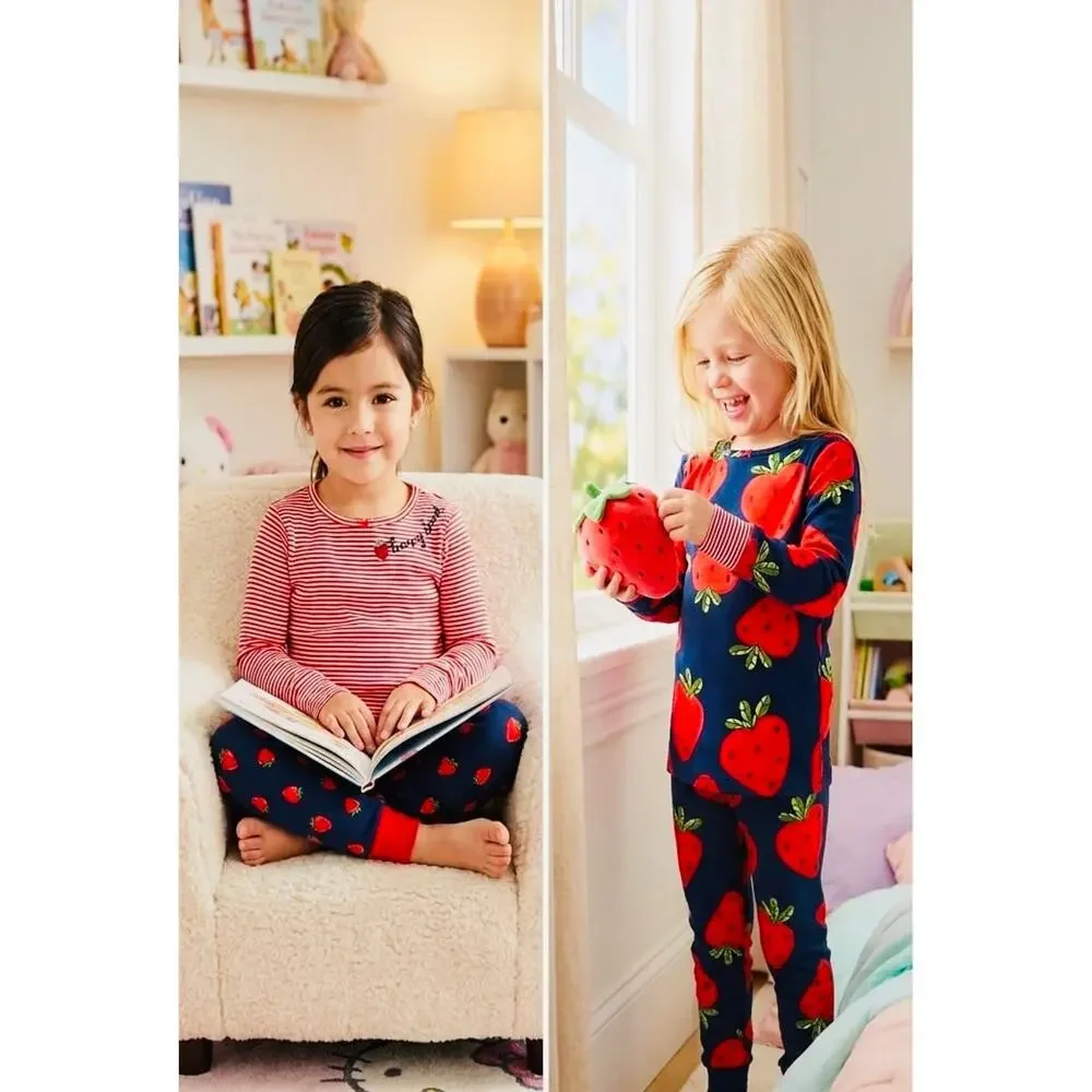 NWT❤️Carter’s Girls 4-Piece Tops & Bottoms Strawberry Pajama Set sz12
